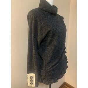 Acting Pro - Rouched Turtleneck Sweater - Size Small Pullover Top